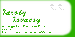 karoly kovacsy business card